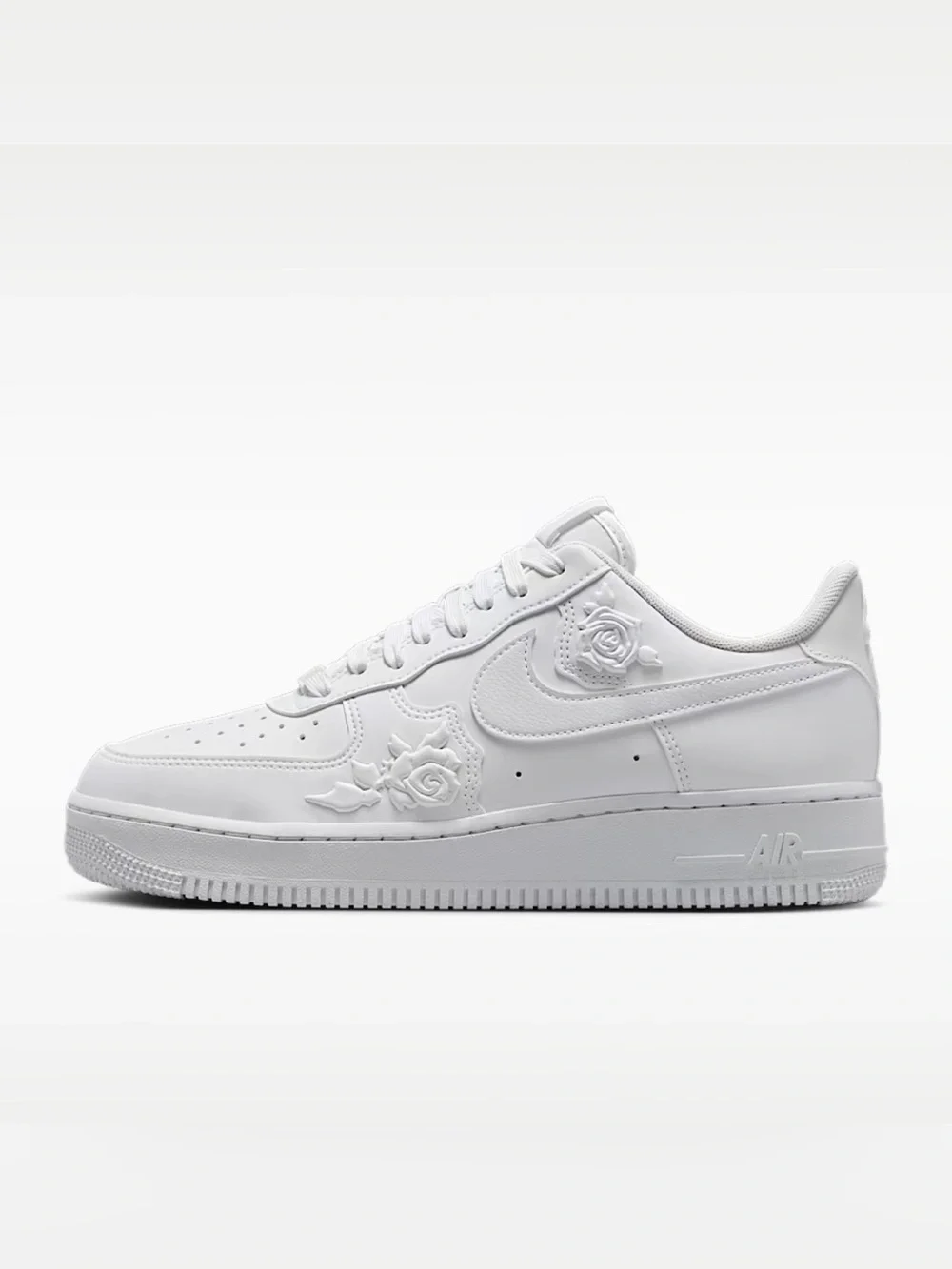 Nike Women’s White Embossed Rose Air Force 1 Sneakers